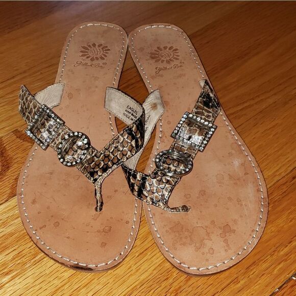 Yellow Box Snakeskin Print Leather sandals - Picture 2 of 6